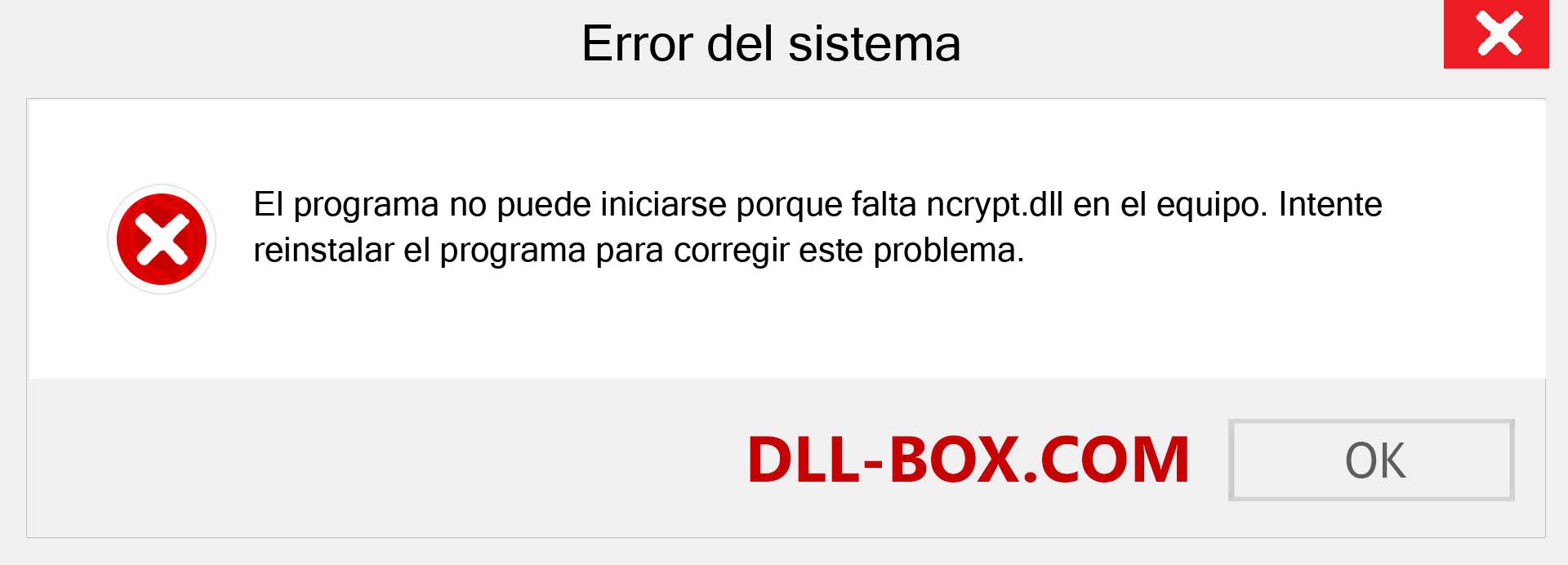 ¿Falta el archivo ncrypt.dll ?. Descargar para Windows 7, 8, 10 - Corregir ncrypt dll Missing Error en Windows, fotos, imágenes