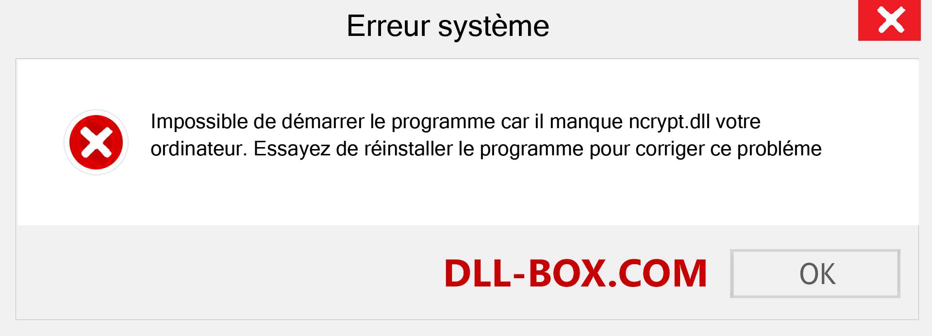 Le fichier ncrypt.dll est manquant ?. Télécharger pour Windows 7, 8, 10 - Correction de l'erreur manquante ncrypt dll sur Windows, photos, images